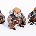 Detailed Dwarf Game And Movie Character With White Beard Brown Clothing Multiple Angles