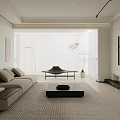 Modern Minimalist Living Dining Room With Beige Sofa Coffee Table And Wall Art