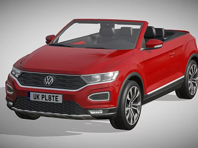 Red Volkswagen Convertible SUV Car With UK License Plate And Black Seats 3d model