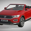 Red Volkswagen Convertible SUV Car With UK License Plate And Black Seats