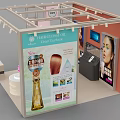 Beauty Specialty Store with Makeup Model Posters Display Shelves and Counter