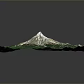 Scenic Landscape Featuring Mount Fuji 3D Terrain Model With Green Vegetation And Snow Capped Peak