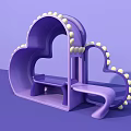 Heart Shaped Purple Photo Spot With White Dots Bench And Slide