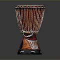 Traditional Red Handcrafted Drum With White Drumhead Colorful Edge And Carved Body Patterns For Home Use