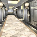 KTV Corridor Design With Elegant Lighting Marble Floor Columns And Ceiling Decor 3d model