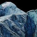 Snowy Mountain Landscape 3D Model Featuring Natural Scenery With Yellow Base And Black Background