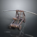 Vintage Historical Tank Model Featuring Wooden Frame And Wheeled Arm Structure Design