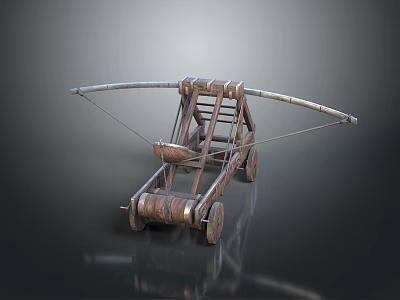 Vintage Historical Tank Model Featuring Wooden Frame And Wheeled Arm Structure Design 3d model