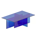 Modern Amber Transparent Coffee Table With Geometric Stacked Panel Design