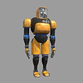 Smart Robot Transparent Head Yellow Black Body Blue Joints Humanoid Structure Design