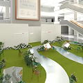 Fashion Runway In Indoor Grand Hall With Greenery Water Feature And Backdrop Poster Setup