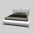 Modern Double Bed With White Frame Headboard And Dark Bedding Design