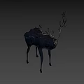 Game Movie Character Blue Deer With Large Antlers And Fantasy Design