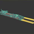 Futuristic Sci Fi Spaceship With Metallic Exterior And Orange Thruster Flames