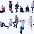 Diverse Group of People in Various Casual Poses and Relaxed Stances