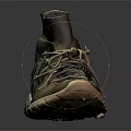 High Top Olive Green Knit Casual Shoes With White Sole And Lace Up Design