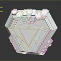 3D Mechanical Component With Silver Metallic Texture And Hexagonal Geometric Framework Design