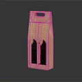 Brown Paper Wine Carrier With Handle For Two Black Bottles 3d model