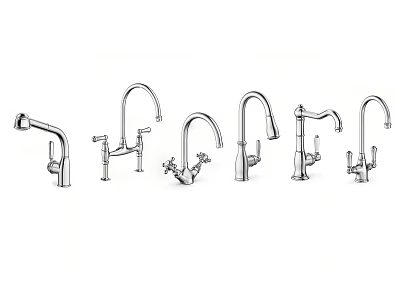 Various Faucet Designs Featuring Different Spout Styles And Handle Types For Modern Homes 3d model