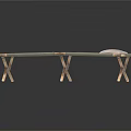 Industrial Equipment Portable Cot With Canvas Surface Wooden Legs And Gray Pillow