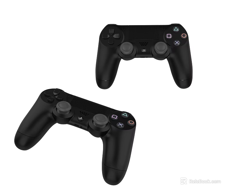Black Game Controllers As Entertainment Electronics With Ergonomic Design For Gaming Use 3d model
