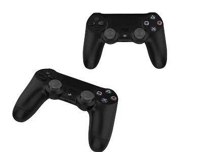 Black Game Controllers As Entertainment Electronics With Ergonomic Design For Gaming Use 3d model