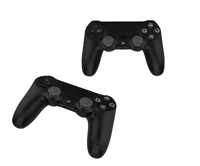 Black Game Controllers As Entertainment Electronics With Ergonomic Design For Gaming Use 3d model