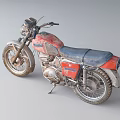Vintage Red and Blue Motorcycle with Classic Worn Design and Retro Style Details