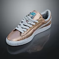 Metallic Gold Shiny Sneakers With White Laces And White Sole Design