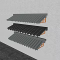 Three Types Of Gray Roof Building Components With Linear Curved And Structured Designs