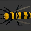 3D Modeled Cartoon Bee Character With Yellow Black Stripes And Wings
