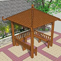 New Chinese style pavilion courtyard four corner pavilion 3d model