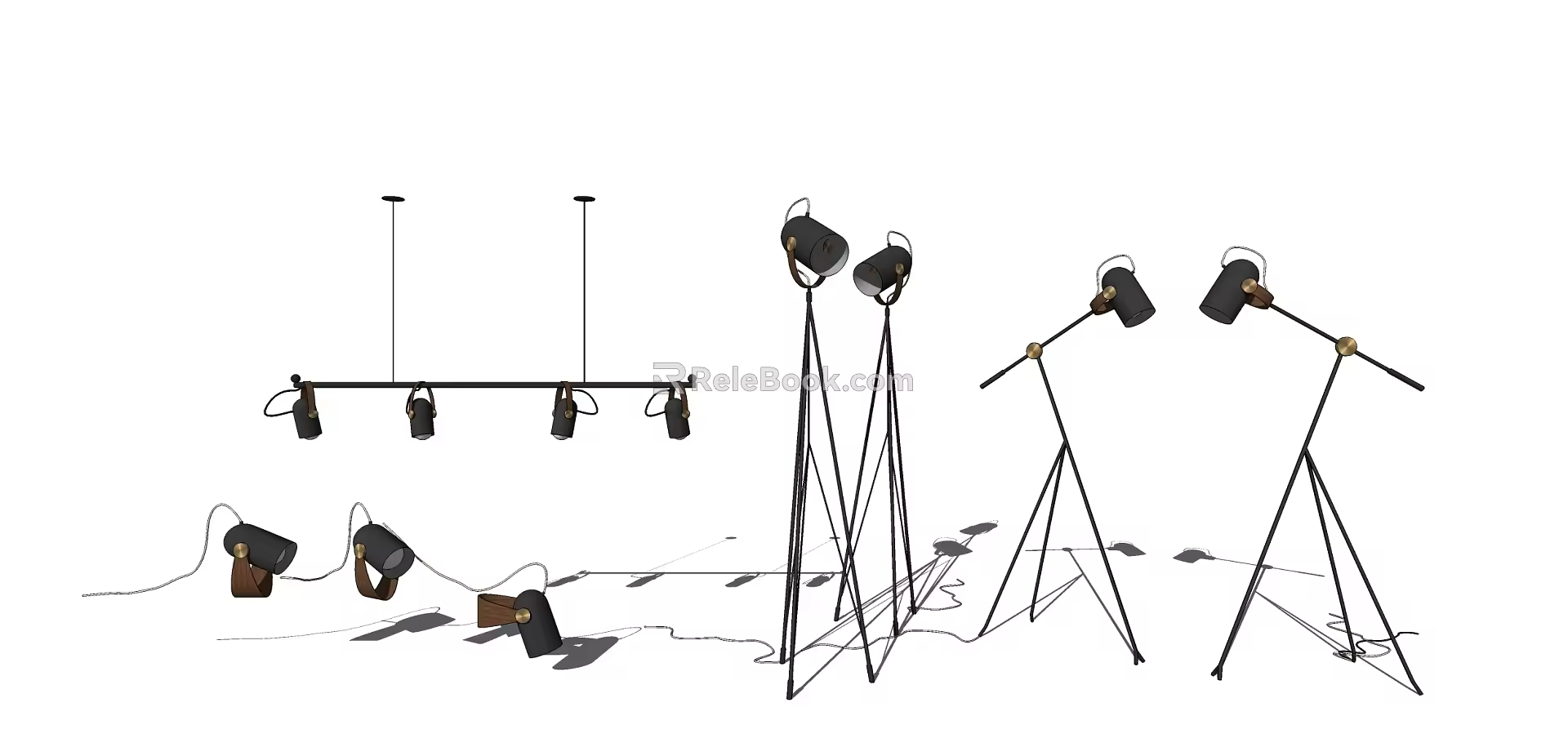 Industrial LOFT luminaire combination floor lamp chandelier combination 3d model