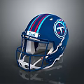 Blue Football Helmet With Red Stripes And Titans Logo For Sports Apparel