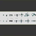 Different Types Of Equipment 3D Models Placed On White Platform With Dark Background