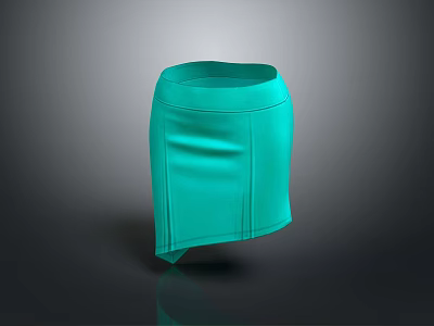 Stylish Teal Mini Skirt With Slim Fit Design And Casual Fashion Style 3d model
