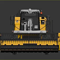 Yellow Agricultural Combine Harvester With Black Top And Large Wheels For Farming Operations