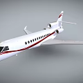 White Passenger Airplane With Red Stripe Twin Engines Side View And Windows