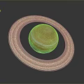 Beautiful space landscape showcasing Saturn with its distinctive rings and pale pink white stripes