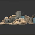 Natural Stone Landscape Features Stacked Rocks And Cylindrical Structures 3d model