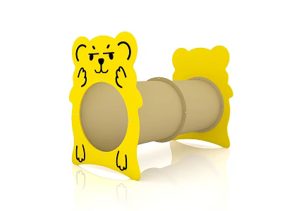 Cute Yellow Double Bear Shaped Play Equipment with Cylindrical Tunnel for Kids 3d model