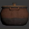 Hand Carved Terracotta Sculpture Clay Pot With Lid And Two Handles
