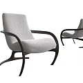 Modern Minimalist Lounge Chair With Light Gray Fabric Upholstery And Wooden Curved Legs