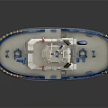 Water Transport Tugboat Model in Blue White Red with Cabin Antenna and Flag
