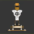 Orange Mechanical Arm With Black Joints Handling Biological Sample On Yellow Base 3d model