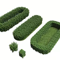 Trimmed Garden Bushes in Oval Rectangular and Small Round Shapes for Landscaping