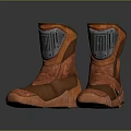 Brown Leather High Top Boots With Logo Patch And Traction Sole 3d model