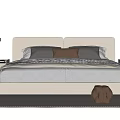Modern Double Bed Fabric Double Bedside Table Metal Small Chandelier Decoration Carpet Table Lamp 3d model