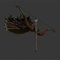 Green And Brown Longbow With Quiver Filled With Arrows As Traditional Archery Weapon
