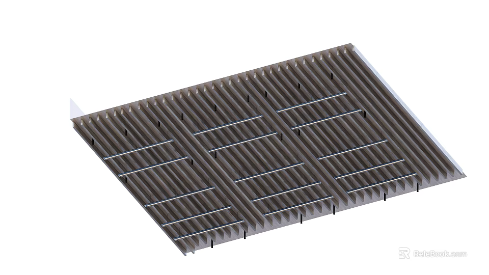 Modern Gray Slatted Ceiling With Stylish Grille Design For Interior Spaces 3d model 